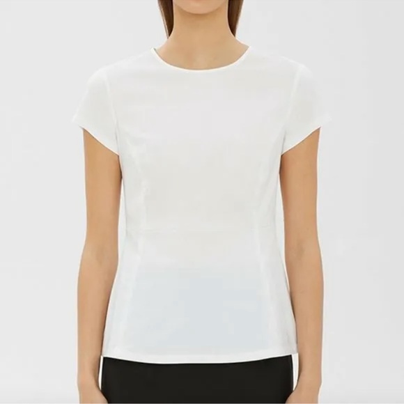 Theory Carrian R Precise Peplum Top in White. Women’s Small - Picture 1 of 9